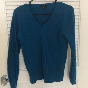 Blue Cashmere V-Neck Sweater